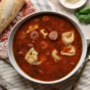 Five Ingredient Tomato Basil Tortellini Soup